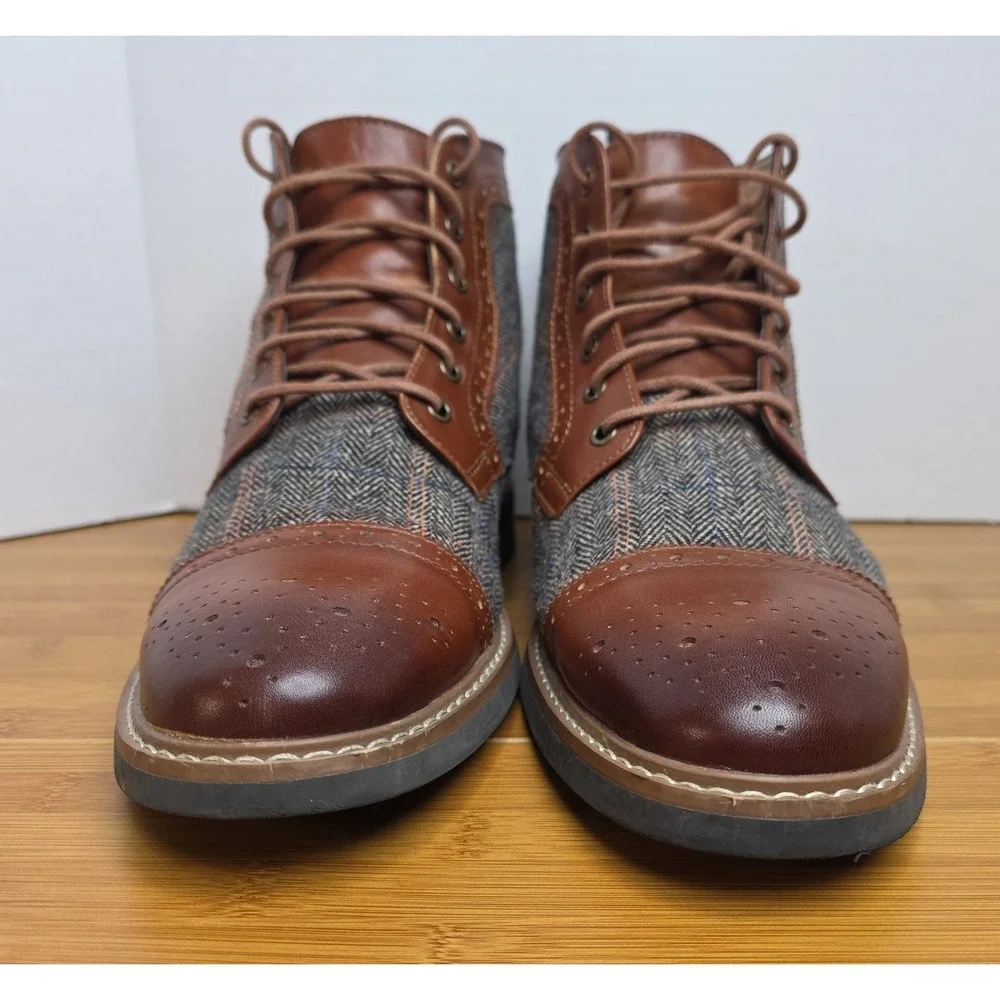 La Milano Ankle Oxford Cognac Leather Boots ELI II B521117K Men's Size 12